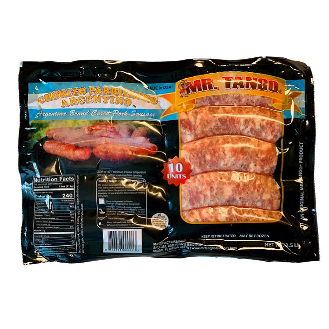 Chorizo Puro Cerdo / Argentinian Chorizo (10 Unidades) MR TANGO. NO SHIPPING AVAILABLE San Telmo Market, Argentine Grocery & Restaurant, We Ship All Over USA and CANADA