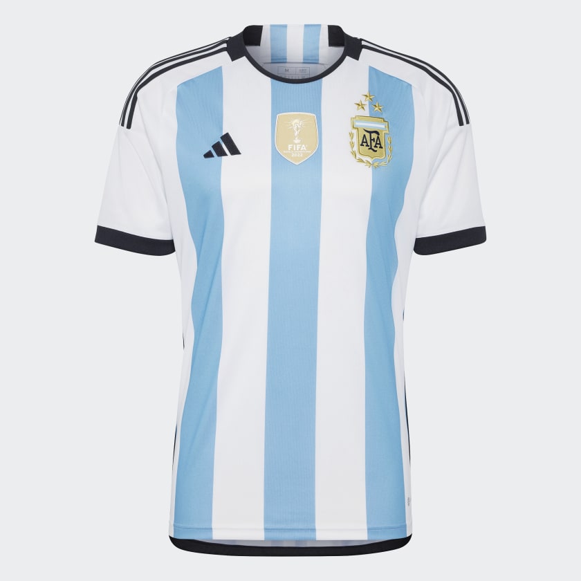 CAMISETA TITULAR ARGENTINA 3 ESTRELLAS 2022 / Argentinean Football Soccer Jersey Shirt FIFA WORLD CUP QATAR 2022 San Telmo Market, Argentine Grocery & Restaurant, We Ship All Over USA and CANADA