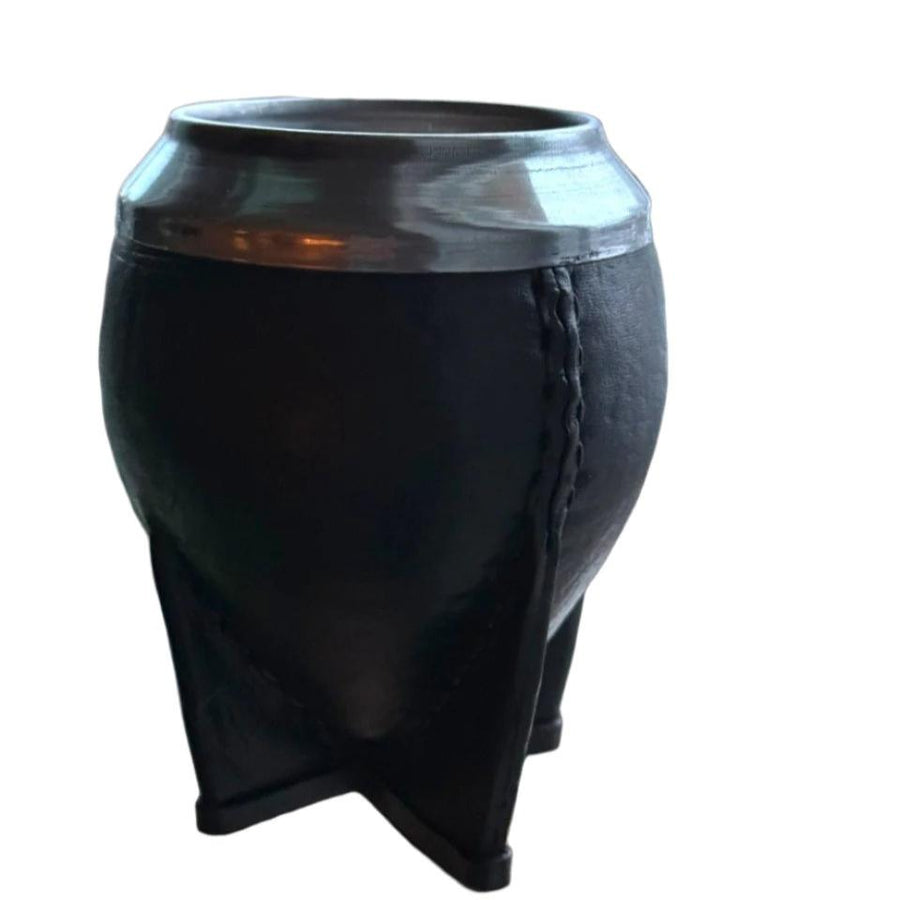 Mate Artesanal Torpedo de Cuero y Virola de Acero Inoxidable 4 Patas