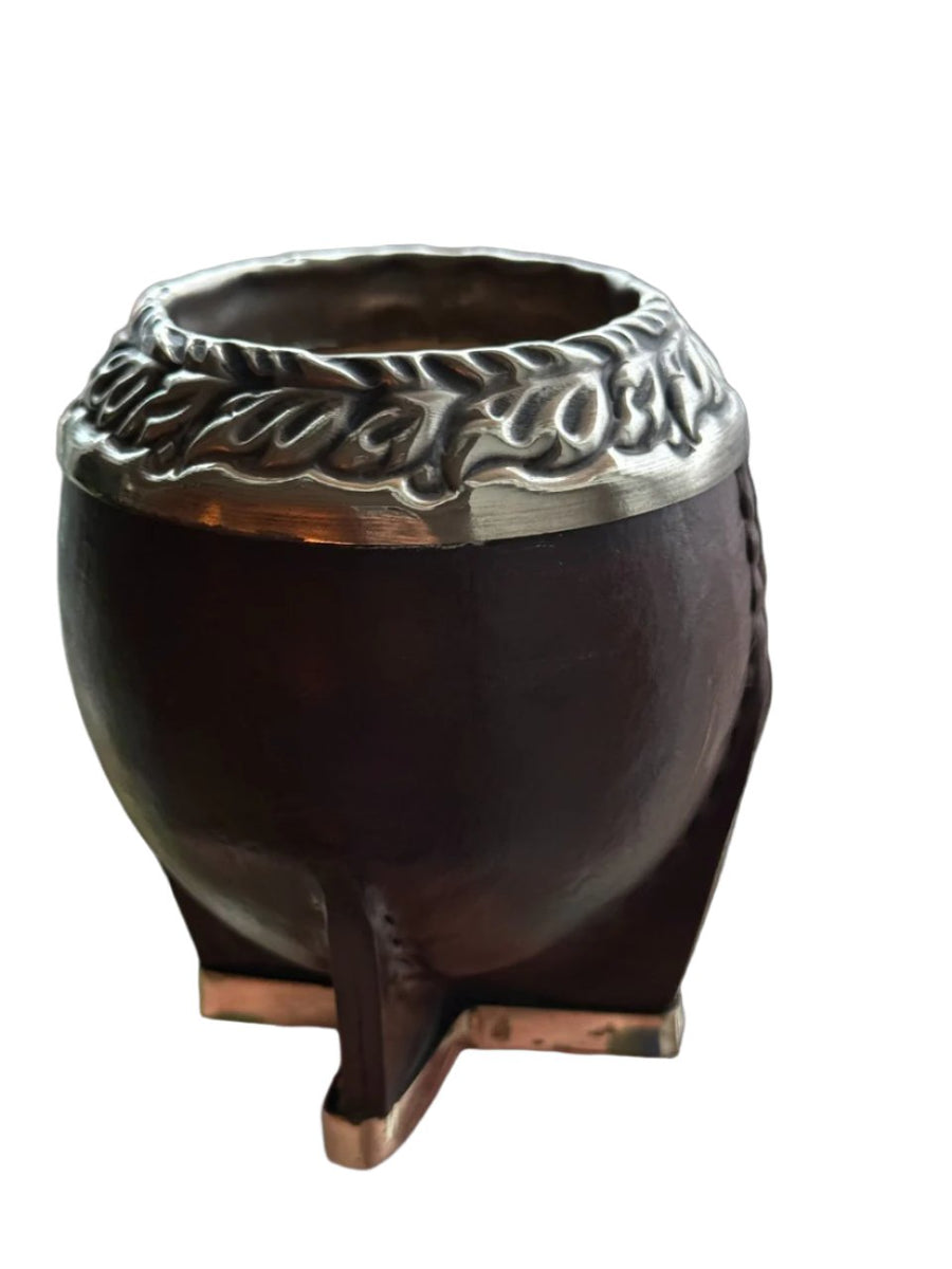 Mate Artesanal Torpedo de alcapa Cincelado con Base  SIN Costura