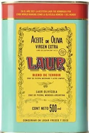 Aceite de Oliva Extra Virgen Blend de Terroir Lata / Extra Virgin Olive Oil Blend de Terroir- LAUR ( 500ML - 16.5 Fl oz) San Telmo Market, Argentine Grocery & Restaurant, We Ship All Over USA and CANADA