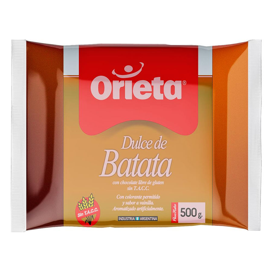 Dulce de Batata Con Chocolate / Sweet Potato jam  With Chocolate  ORIETA -( 500 gr 1.1 Lb) Sin TAAC. Free-Gluten.  San Telmo Market, Argentine Grocery & Restaurant, We Ship All Over USA and CANADA