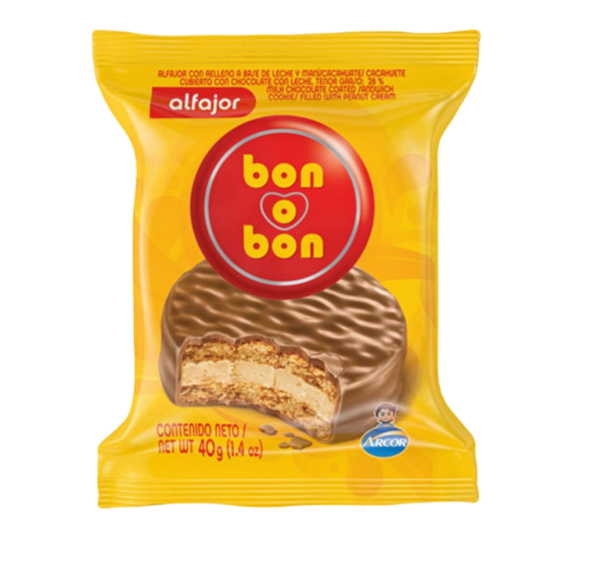 Alfajor  de chocolate / Chocolate Alfajor - Bon o Bon (40 gr - 1.41 Oz) San Telmo Market, Argentine Grocery & Restaurant, We Ship All Over USA and CANADA
