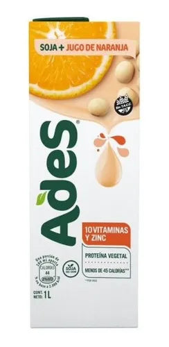 Jugo de Soja sabor Naranja / Soy milk Orange Flavor - ADES ( 1 Lt - 33.81 fl oz) San Telmo Market, Argentine Grocery & Restaurant, We Ship All Over USA and CANADA