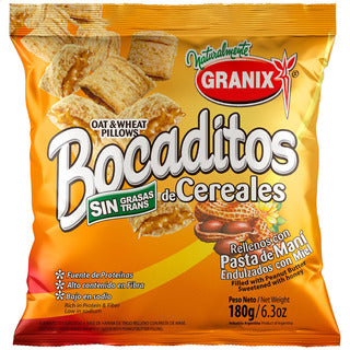 Bocaditos de cereales con pasta de mani - Cereal Pillows filled with peanut Butter (180Gr - 6.3Oz) San Telmo Market, Argentine Grocery & Restaurant, We Ship All Over USA and CANADA