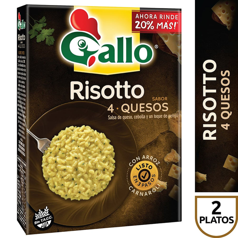 Arroz Risotto 4 quesos / 4 Cheese Risotto rice GALLO GLUTEN FREE- ( 240 Gr 8.46Oz) San Telmo Market, Argentine Grocery & Restaurant, We Ship All Over USA and CANADA