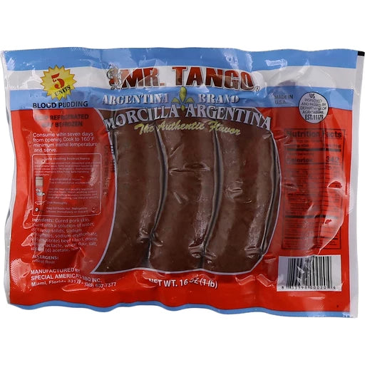 Morcilla / Argentinian Blood Sausage (5 Unidades) MR TANGO. NO SHIPPING AVAILABLE San Telmo Market, Argentine Grocery & Restaurant, We Ship All Over USA and CANADA