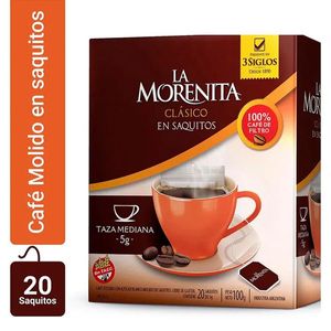 Cafe en saquitos La Morenita torrado clasicos 20 u / Coffee in bags La Morenita classic roasted 20 u (Units x Case 10u) San Telmo Market, Argentine Grocery & Restaurant, We Ship All Over USA and CANADA