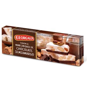 Turron Georgalos mani con base de chocolate semiamargo 90 gr / Georgalos mani nougat with semisweet chocolate base 90 gr