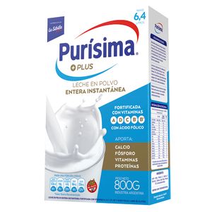 Leche polvo  entera plus / Whole milk powder plus PURISIMA (800 gr - 28.22 Oz) UNIDADES x CAJA 12San Telmo Market, tu mercado mayorista argentino con envio a todo el mundo