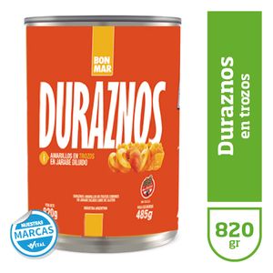 Durazno Bonmar en trozos 820 gr / Bonmar peach in pieces 820 gr (Units x Case 12u) San Telmo Market, Argentine Grocery & Restaurant, We Ship All Over USA and CANADA