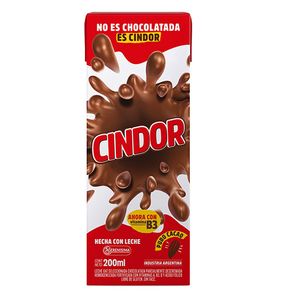 Leche chocolatada  nueva tetra brik/ / New tetra carton chocolate milk CINDOR (200 cc - 6.76 Fl Oz)