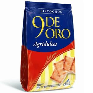 Bizcochos 9 DE ORO agridulces azucarados 200 gr / 9 DE ORO sweet and sour sweet and sour biscuits 200 gr (Units x Case 20u) San Telmo Market, Argentine Grocery & Restaurant, We Ship All Over USA and CANADA