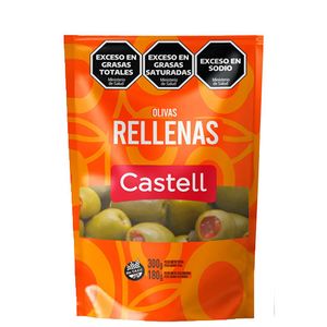 Aceituna verde  rellena doy pack / Stuffed green olive I give pack CASTELL (180 gr - 6.35 Oz)