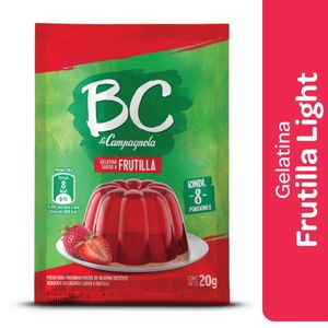 Gelatina  de frutilla light / Light strawberry gelatin BC (18 gr - .63 Oz)