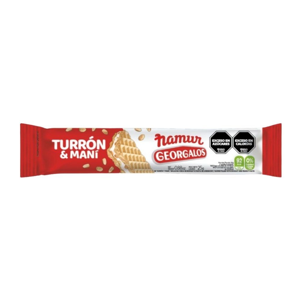 Turron rellena de  Pasta de Mani / Wafer filled with nougat and peanut - GEORGALOS (1 u 25gr 0.88Oz)