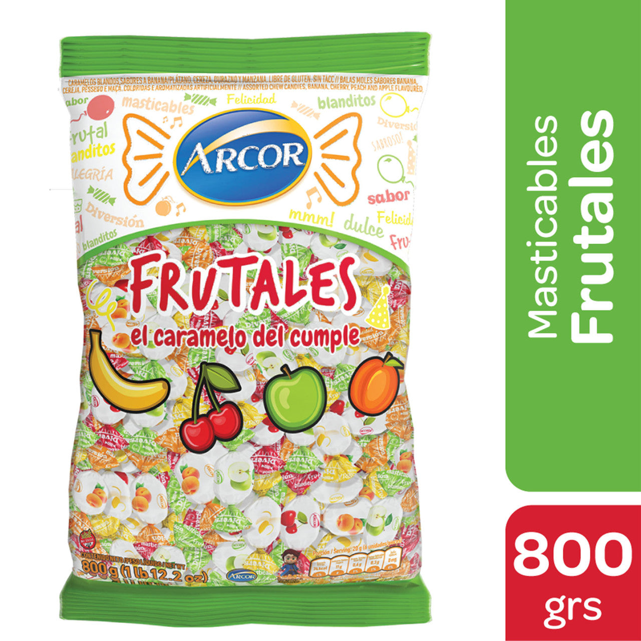 Caramelos Frutales Masticables / Soft Chewy Candies Assorted Fruit Flavors ARCOR (800 g - 28.21 oz)