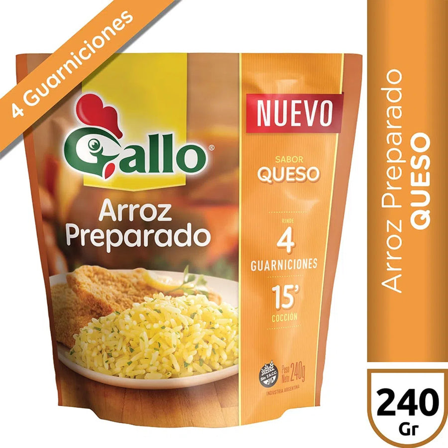 Arroz preparado Sabor Queso / Prepared Cheese Flavored Rice GALLO GLUTEN FREE- ( 240 Gr 8.46Oz) San Telmo Market, Argentine Grocery & Restaurant, We Ship All Over USA and CANADA