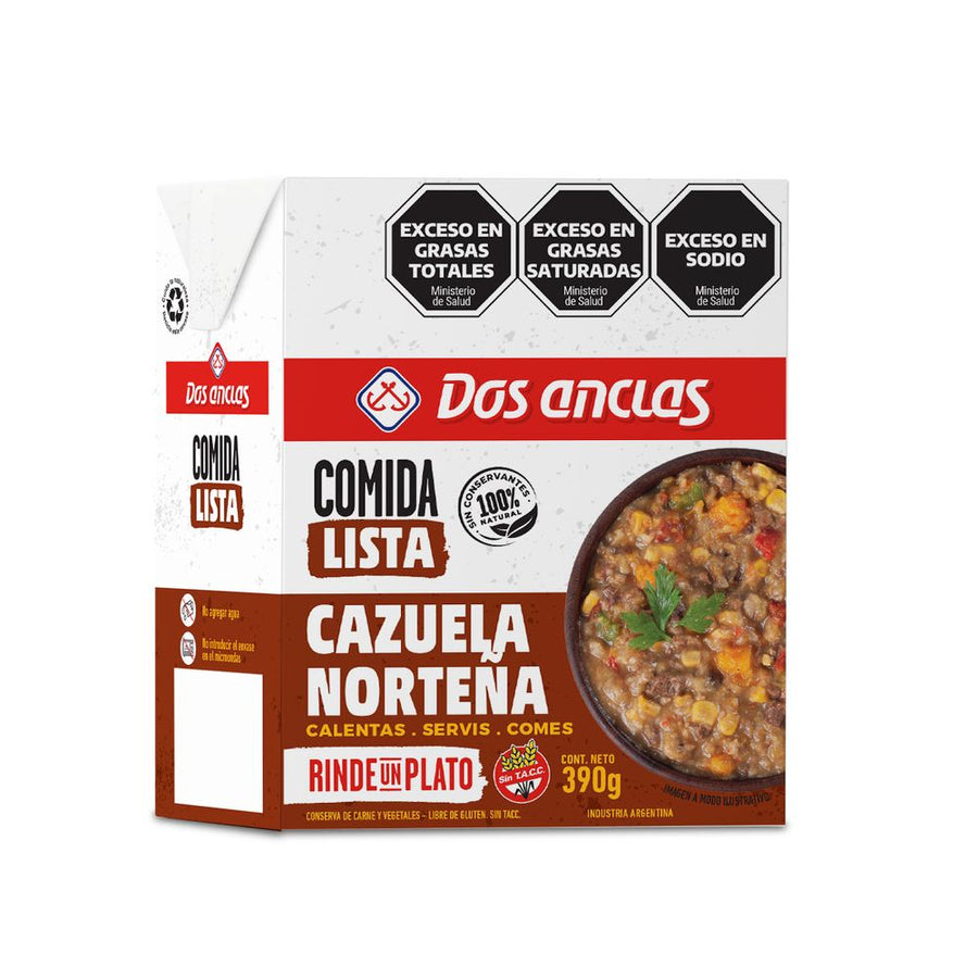 Cazuela Nortena Comida Lista / Ready Meal Northern Style Argentine Stew  Gluten Free DOS ANCLAS  ( 390 gr / 13.7 OZ)