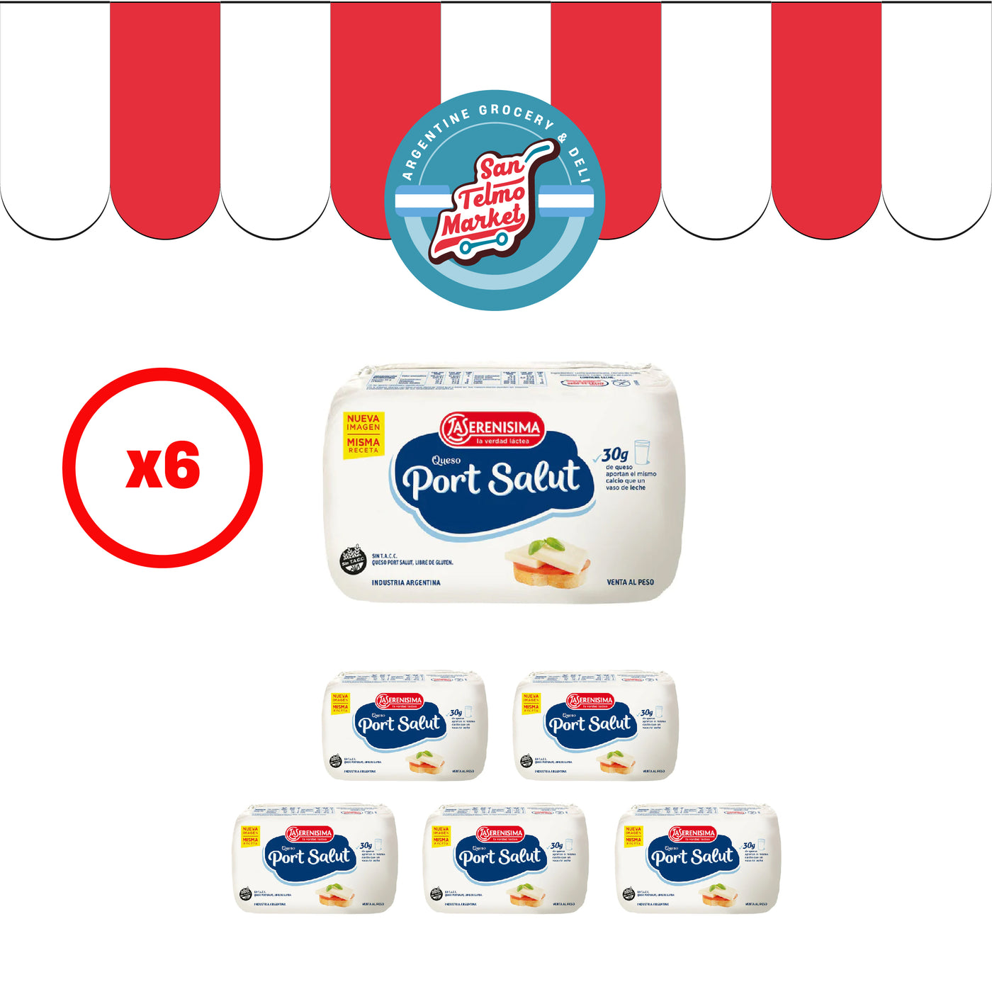 Queso Port Salut / Port Salut Cheese - La Serenisima ( aprox/avg 500gr 1.1 Lb) DEAL X 6