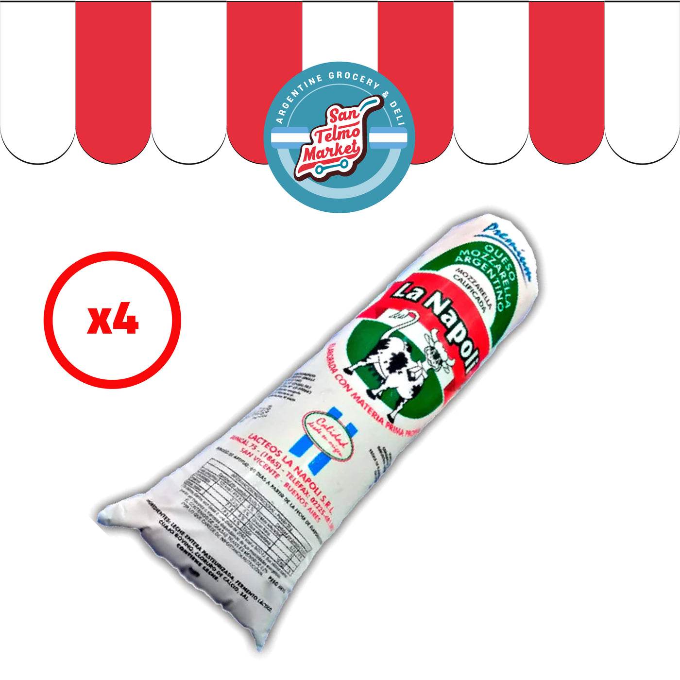 Mozzarella Queso Pizzero / Pizza Cheese - NAPOLI ( aprox/avg 1kg 2.2 Lb) DEAL X 4. SAN TELMO MARKET, tu Mercado Argentino, como en casa donde vayas! Atención Minorista y Mayorista. Envíos a todo el Mundo.