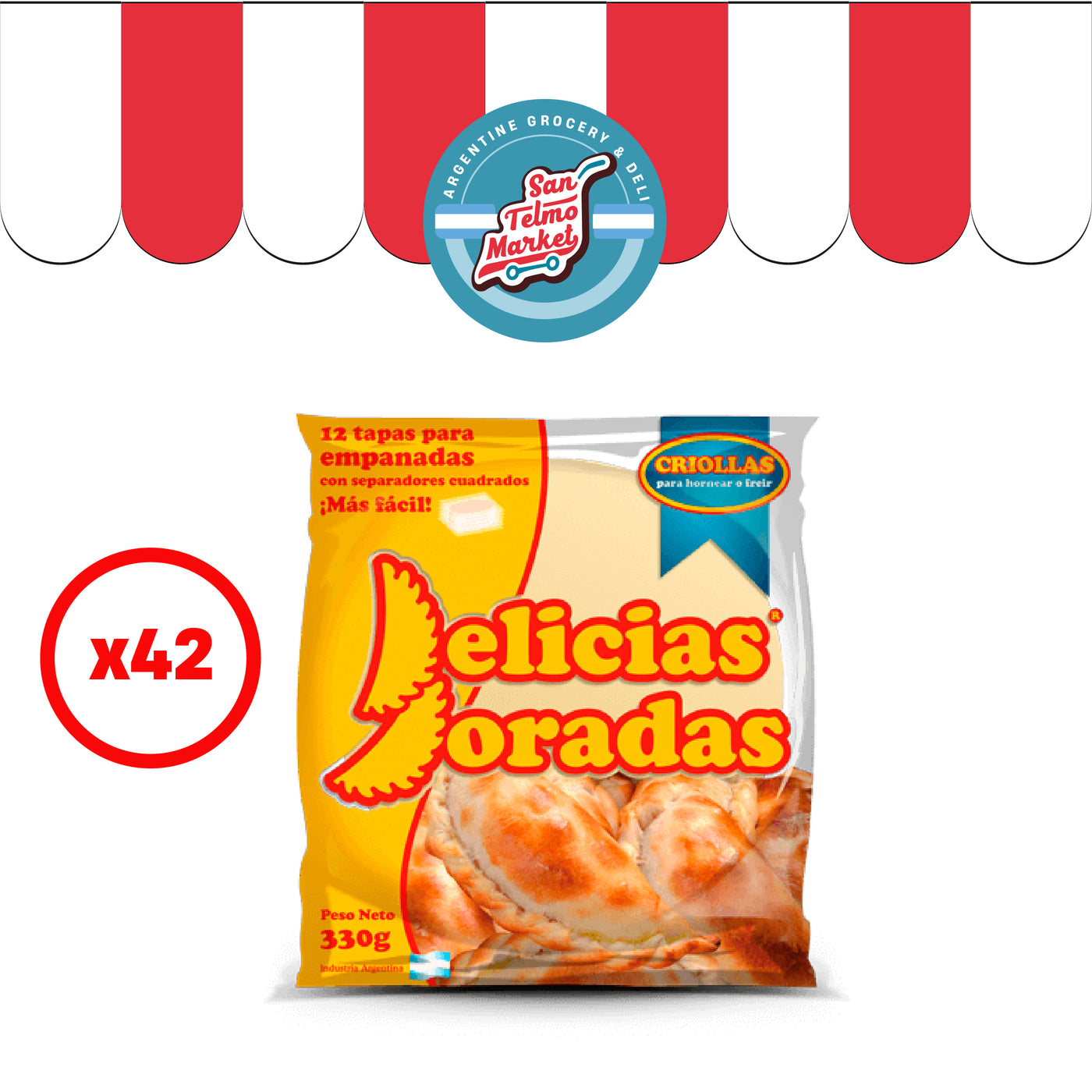 Tapas para Empanadas / Empanadas Shells CRIOLLA - DELICIAS DORADAS- (12 U 30gr - 0.95 Oz ) DEAL X 42 Este es un producto del sector mayorista. Se envia directo desde nuestro deposito en BSAS Argentina. La compra es por bulto cerrado ver (units x caja, es la cantidad de unidades por