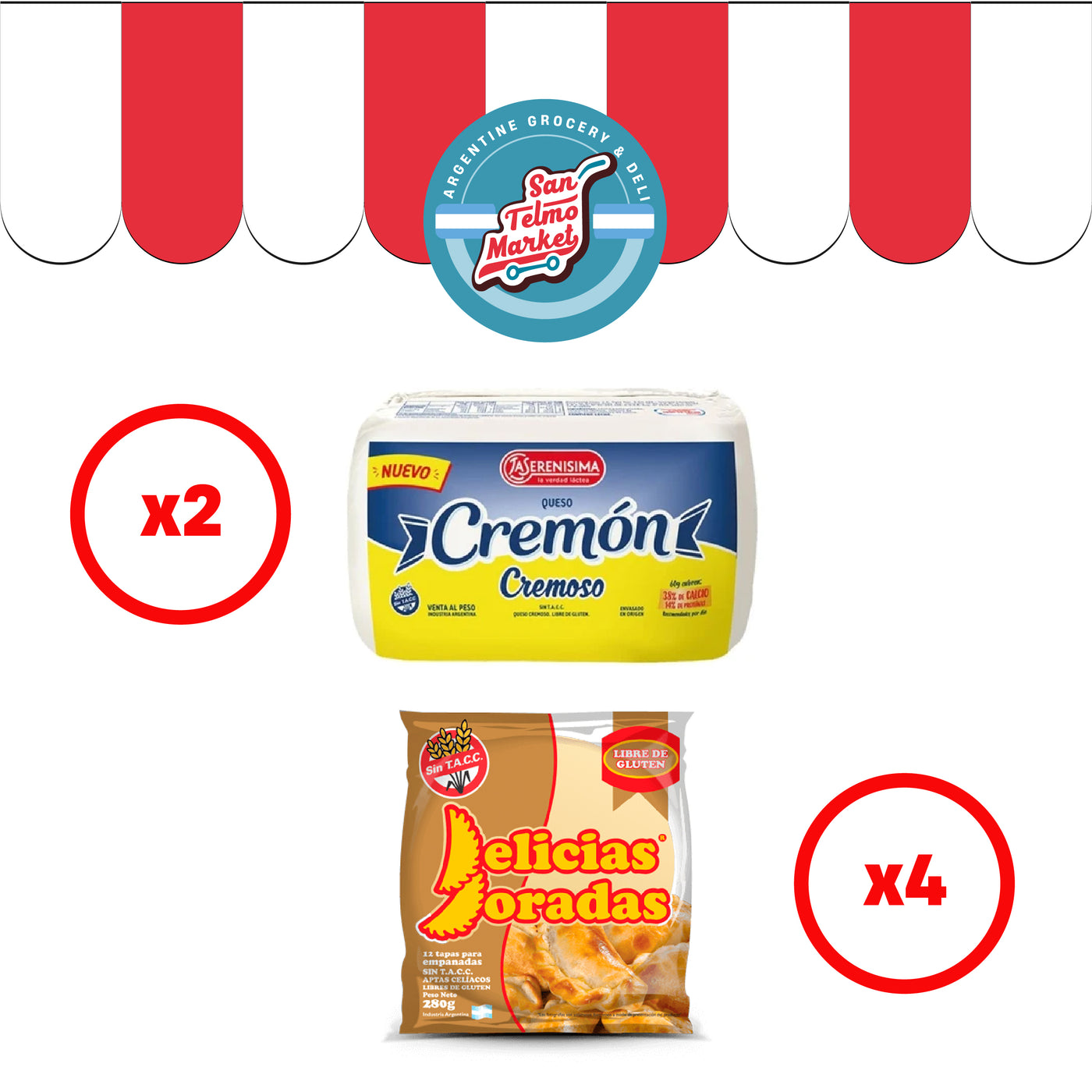 Combo Empanada Gluten Free Delicias Doradas  x 4 u + Cremon 500 gr x 2 u