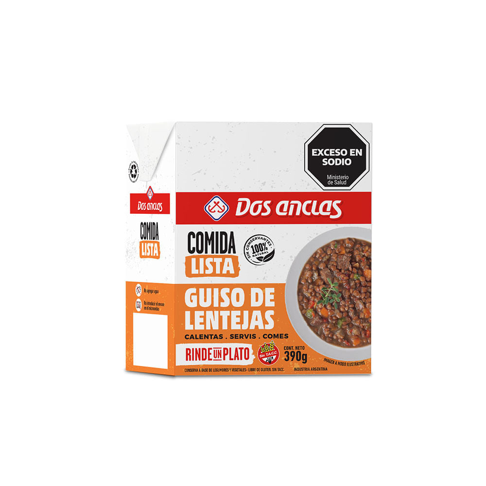 Guiso de Lentejas / Lentils Stew Gluten Free DOS ANCLAS  ( 390 gr / 13.7 OZ)