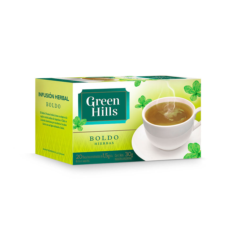 Te de Boldo /  Boldo Tea Bags GREEN HILLS Box x 20u San Telmo Market, Argentine Grocery & Restaurant, We Ship All Over USA and CANADA