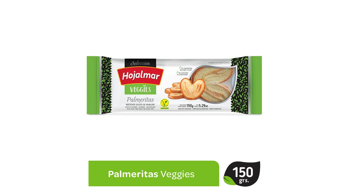 Galletas Palmeritas de Hojaldre  Veggie  / Veggie Palmeritas Puff Pastry Cookies  HOJALMAR - ( 150gr 8.81Oz) San Telmo Market, Argentine Grocery & Restaurant, We Ship All Over USA and CANADA