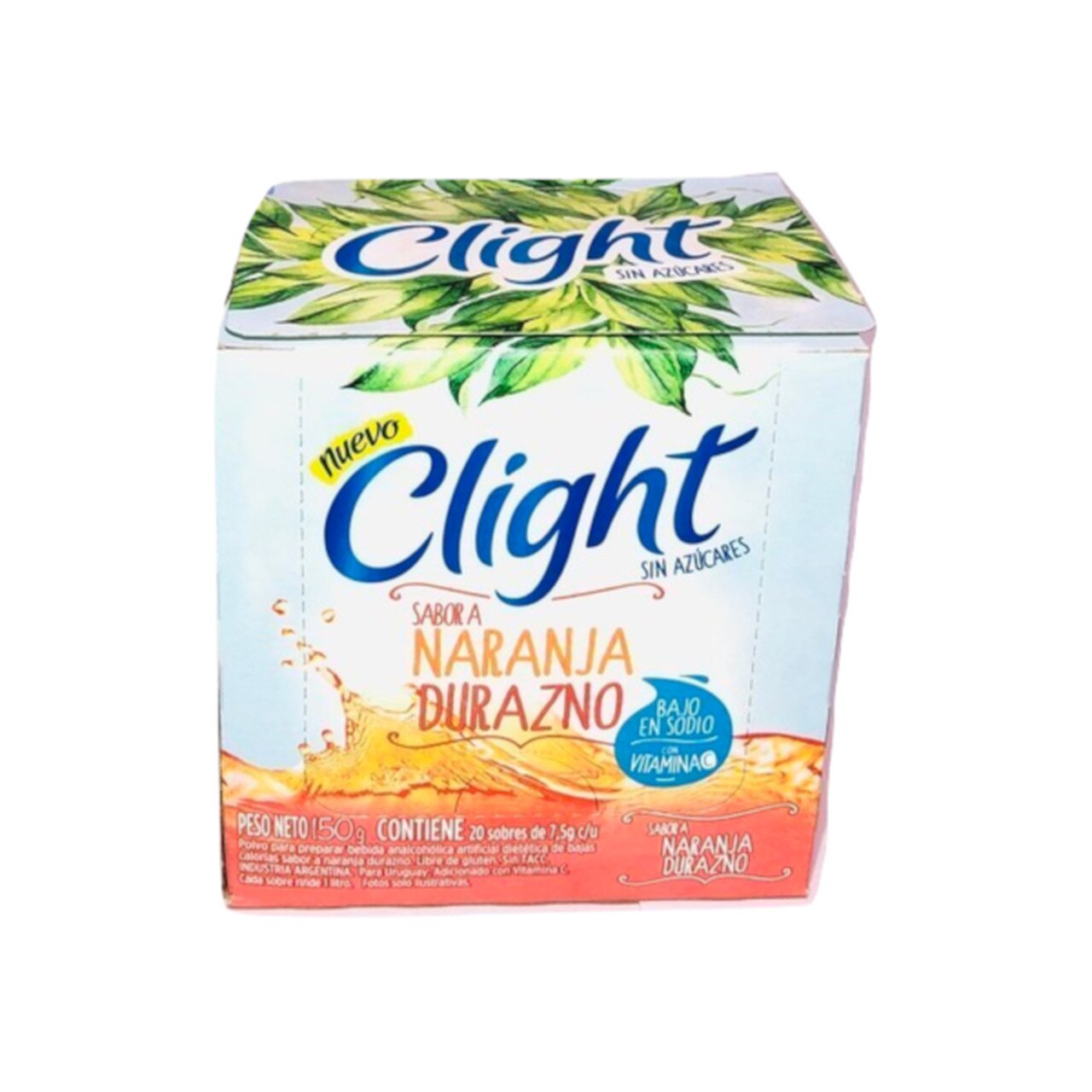 Jugo en Polvo sabor Durazno Naranja / Peach Orange Powdered Drink CLIGHT - (20 sobres / 20 sachets) San Telmo Market, Argentine Grocery & Restaurant, We Ship All Over USA and CANADA