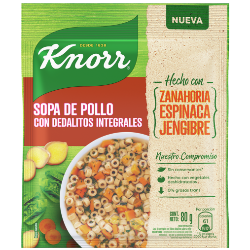 Sopa Pollo con Dedalitos integrales / Chicken soup with wholewheat noodles KNORR ( 80 Gr 2.82 Oz) San Telmo Market, Argentine Grocery & Restaurant, We Ship All Over USA and CANADA