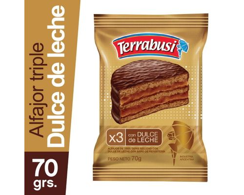 Alfajor Chocolate Triple / Chocolate mini cake - Terrabusi   (70 gr 2.5Oz) San Telmo Market, Argentine Grocery & Restaurant, We Ship All Over USA and CANADA