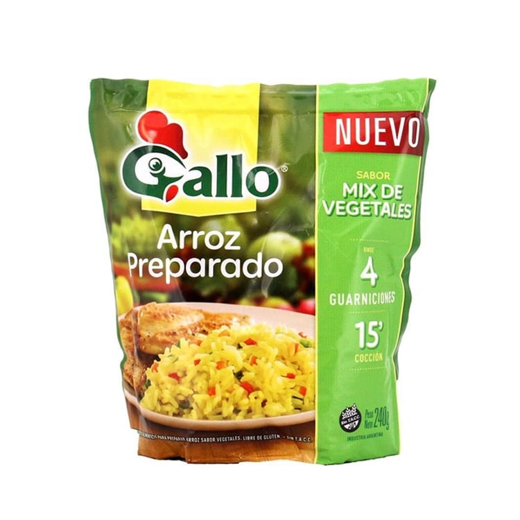 Arroz Preparado con Mix de Vegetales / Vegetable Mix Rice GALLO GLUTEN FREE- ( 240 Gr 8.46Oz) San Telmo Market, Argentine Grocery & Restaurant, We Ship All Over USA and CANADA