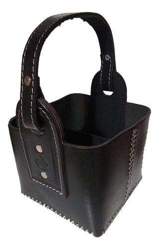 Bolso Matero Artesanal de Alta Calidad en Cuero Grueso Negro / Artisan High End Thick Black Geniune Leader Mate Bag. FREE SHIPPING San Telmo Market, Argentine Grocery & Restaurant, We Ship All Over USA and CANADA