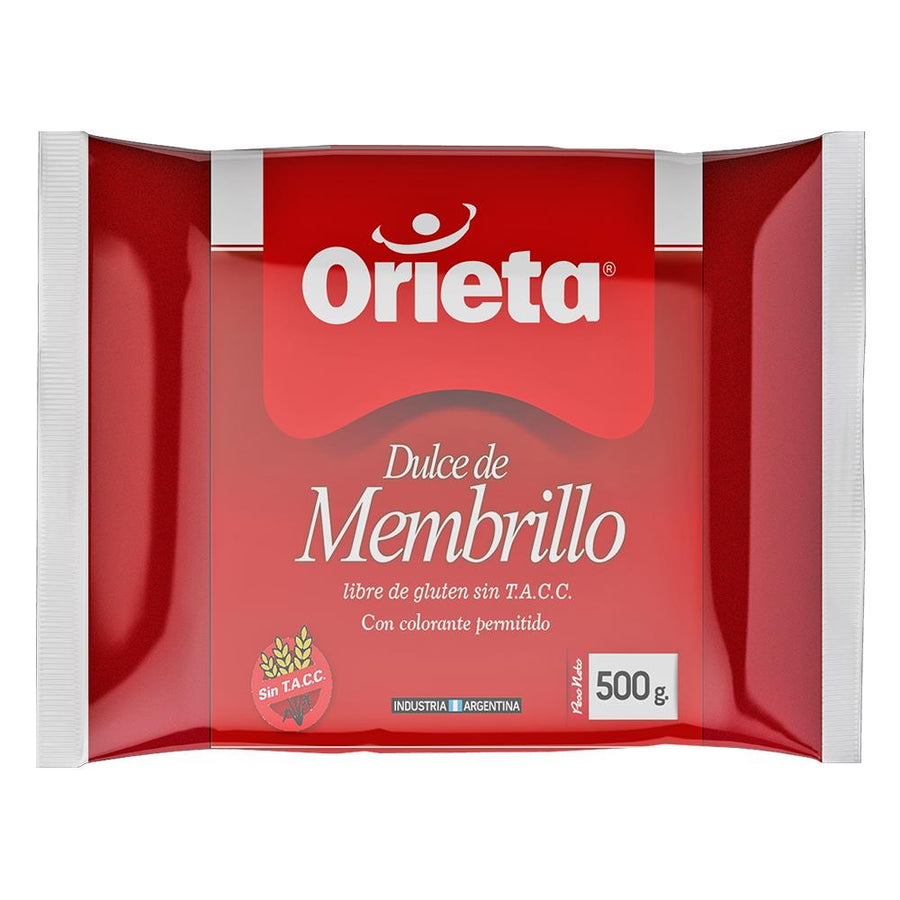 Dulce de Membrillo / Quince jam  ORIETA -( 500 gr 1.1 Lb) Sin TAAC. Free-Gluten.  San Telmo Market, Argentine Grocery & Restaurant, We Ship All Over USA and CANADA