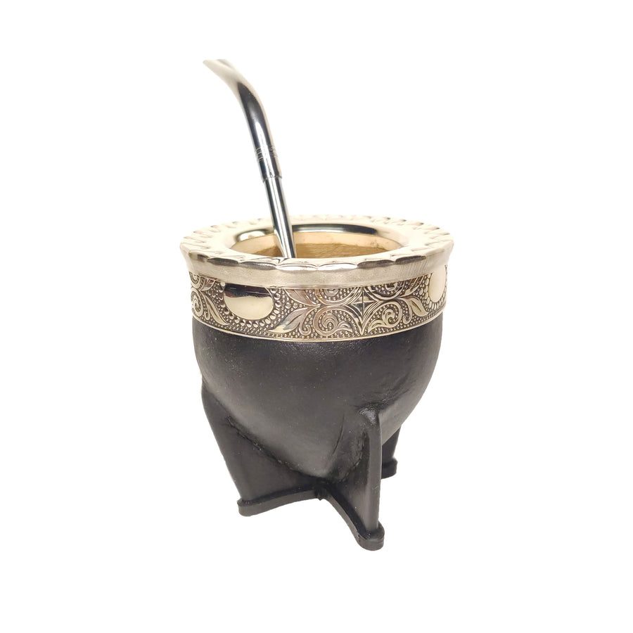 Mate Imperial alpaca GRABADO SUPERIOR - Artisan Imperial Mate Cup EDGE ENGRAVED Leather San Telmo Market, Argentine Grocery & Restaurant, We Ship All Over USA and CANADA