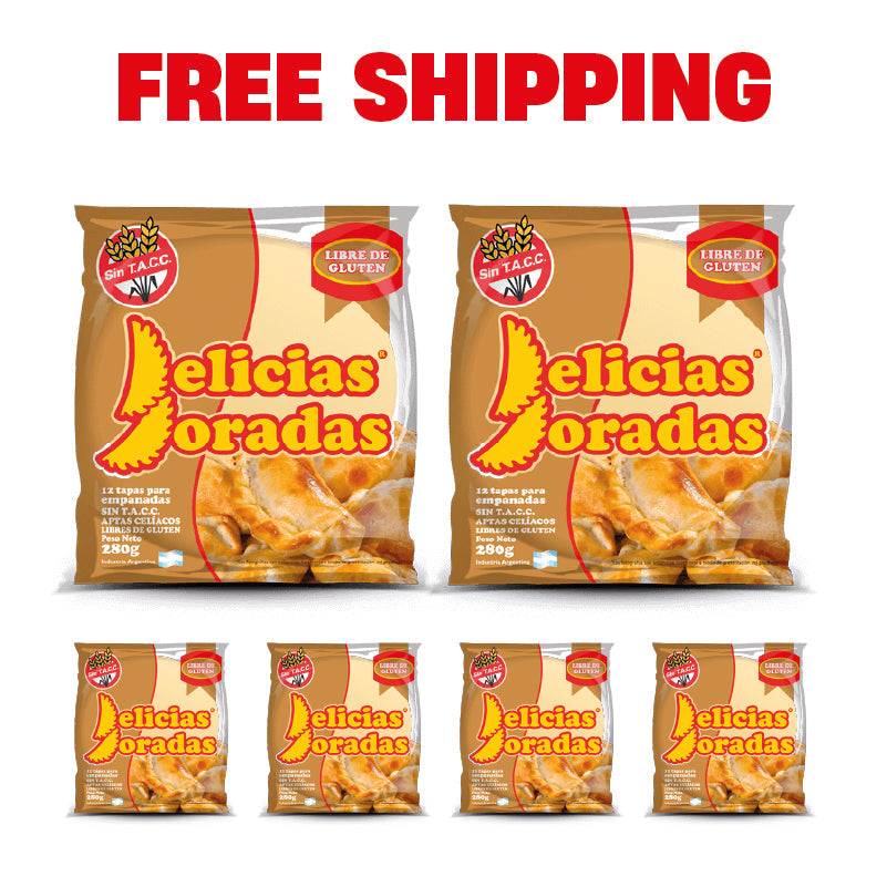 FREE SHIPPING 6u Tapas para Empanadas / Empanadas Shells GLUTEN FREE - DELICIAS DORADAS-  (12 U 27gr - 0.95 Oz ) San Telmo Market, Argentine Grocery & Restaurant, We Ship All Over USA and CANADA