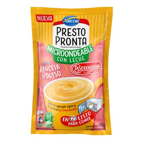 Polenta  Panceta - Polenta Pre mix Corn Flour Bacon Flavor PRESTO PRONTO - (65 Gr - 2.29Oz) San Telmo Market, Argentine Grocery & Restaurant, We Ship All Over USA and CANADA