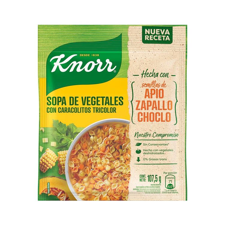 Sopa de Vegetales con Caracolitos Tricolor / Vegetables Soup with Noodles KNORR - ( 107 gr 3,77Oz)