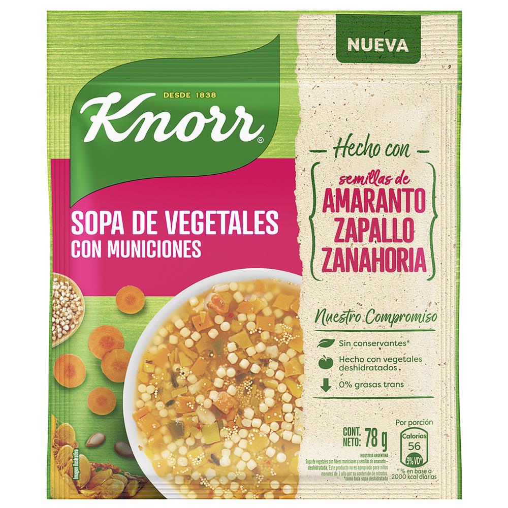 Sopa de Vegetales con municiones / Vegetable soup with noodles KNORR ( 78 Gr 2.75 Oz)