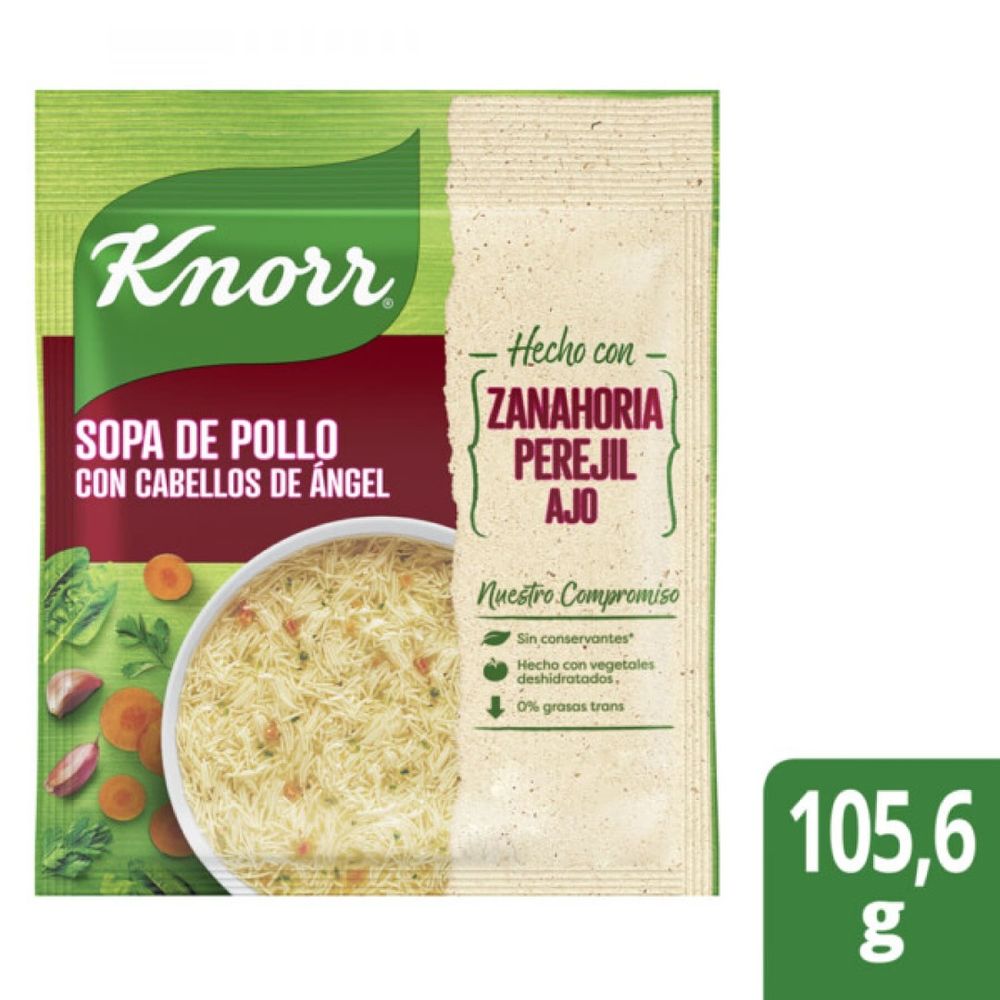 Sopa de Pollo con Cabellos de Angel / Chicken Soup with Dry Pasta Knorr - ( 105gr 3.70 Oz) San Telmo Market, Argentine Grocery & Restaurant, We Ship All Over USA and CANADA