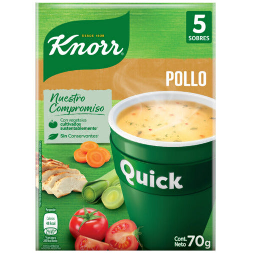Sopa Quick de Pollo/Chicken Knorr  - (Paquete 5U x 50 gr/1.76Oz) San Telmo Market, Argentine Grocery & Restaurant, We Ship All Over USA and CANADA