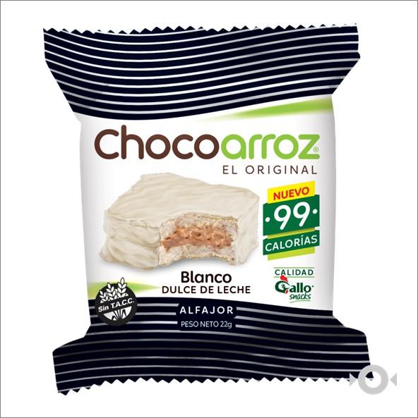 Alfajor de de Arroz con Chocolate Blanco y  Dulce de Leche / Rice Alfajor White Chocolate + Dulce de Leche - CHOCOARROZ (22 gr - 0.77 Oz) San Telmo Market, Argentine Grocery & Restaurant, We Ship All Over USA and CANADA