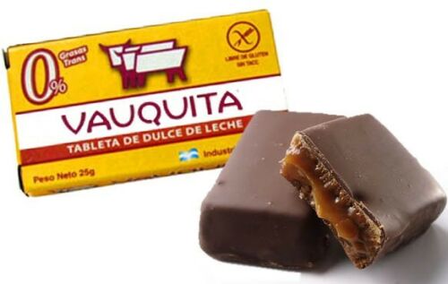 1 UNIT Vauquita Clasica con Dulce de leche / Chocolate soft bite stuffed with dulce de leche  (25gr 0.88 Oz) San Telmo Market, Argentine Grocery & Restaurant, We Ship All Over USA and CANADA